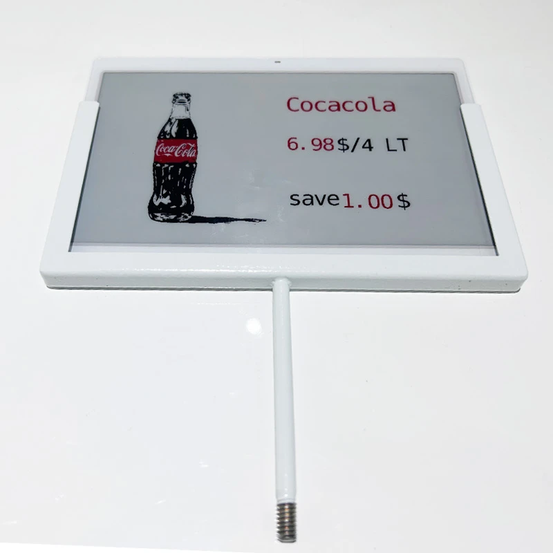 7,3 hüvelykes elektronikus árcímke, fém csavaros rögzítésű Coca{1}}cola stílusú