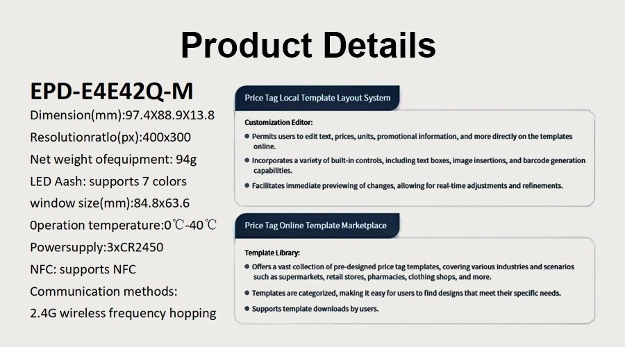 4.2 Inch Electronic Price Tag Extrusion Channel